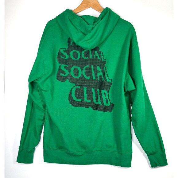 Anti Social Social Club Hoodie Men Large Green Pixel Logo Graphic Streetwear USA - Picture 4 of 13